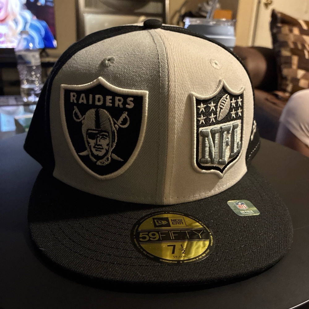 LAS VEGAS RAIDERS NEW ERA 9FIFTY SAMPLE Rare New NWT SZ 1/2 Fitted Hat Pinwheel